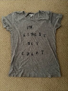 StyleMint Gray Graphic 'I'm Almost Not Crazy' Tee